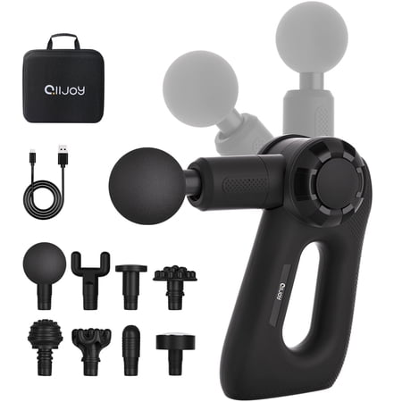ALLJOY Handheld Massage Gun with Multiple Angles for Sore Muscle and Stiffness, Super-Quiet Setting(Black),Gifts for Men Women,
