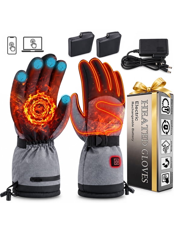 Heated Gloves, L Size 5V 10000mAh Heated Gloves for Men Women Rechargeable,Electric Heated Work Motorcycle Gloves for Men, Christmas Gift