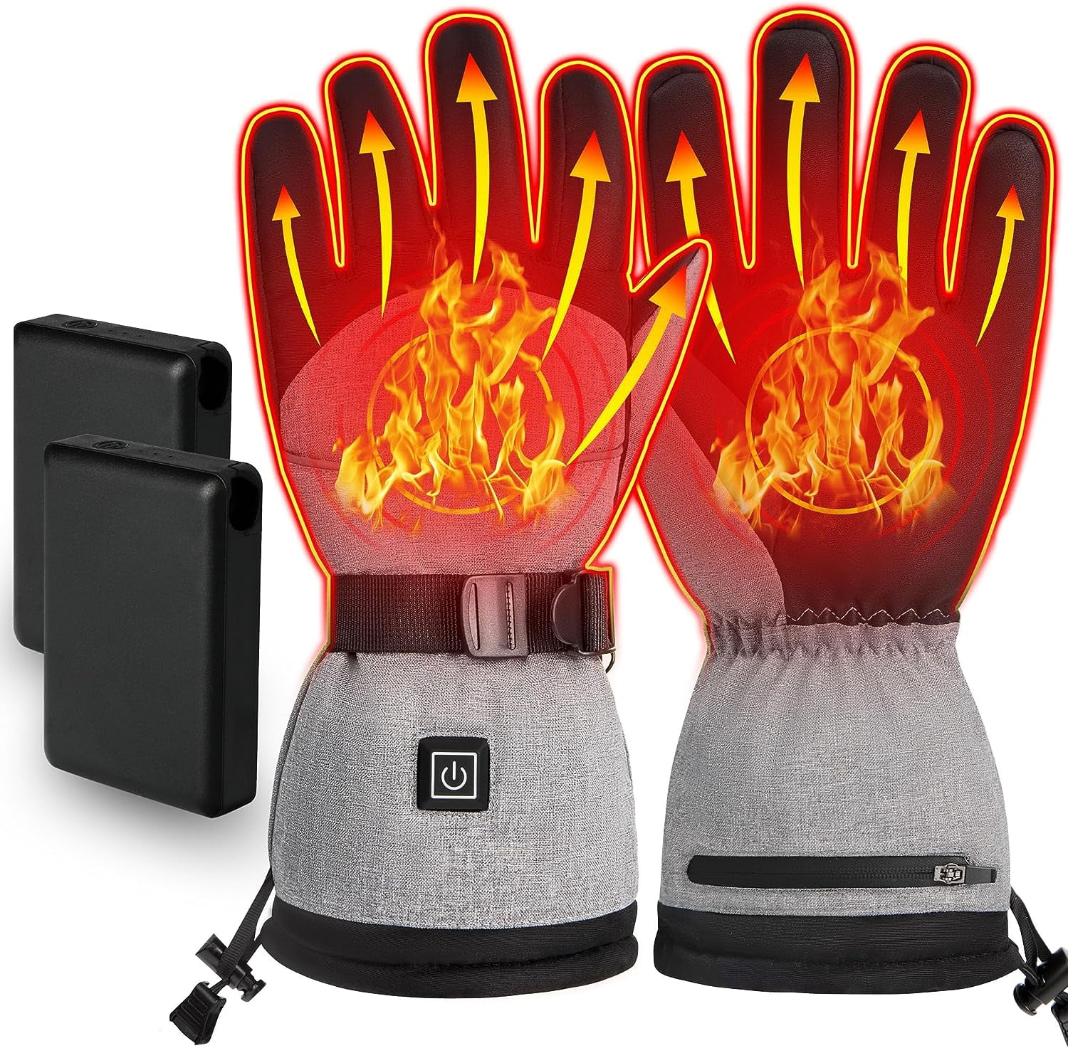 ALLJOY Heated Gloves for Men Women,5V 5000mAh Rechargeable Touchscreen