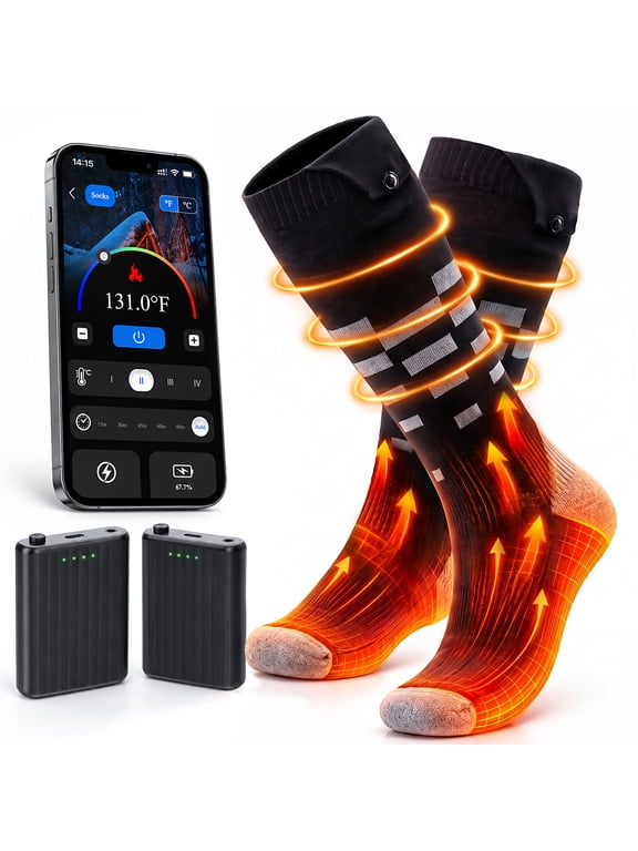 Heated Socks for Men Women 2*8500mAh Rechargeable Electric with APP Control Work for Hunting/Skiing/Cycling/Camping