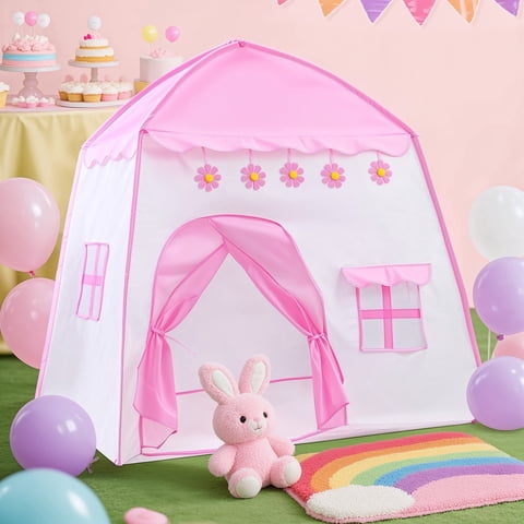 ALLJOY Kids Princess Play Tents, Castle Playhouse Tent for Girls Toddlers, Indoor & Outdoor Toys