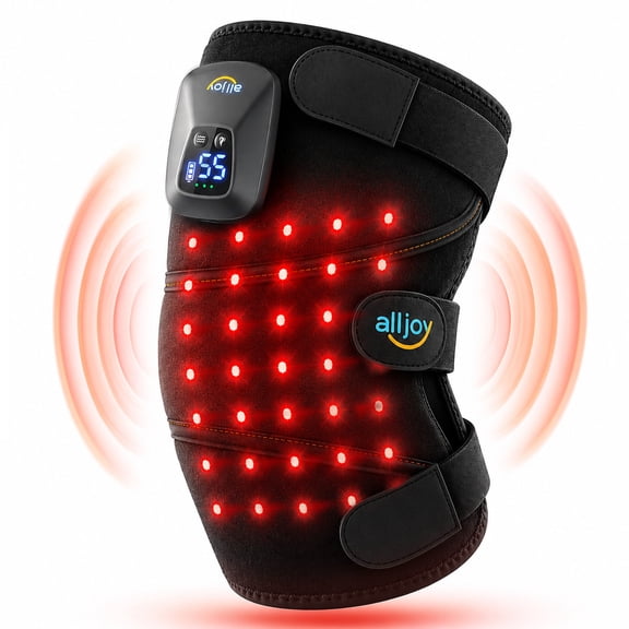 ALLJOY Knee Massager with Heat and Vibration, 3 in 1 Heating Pad for Knee Shoulder Elbow, 5 Heat Levels & 5 Vibration Modes, Cordless Joint Pain Relief, Gift for Men Women, 1 Pack