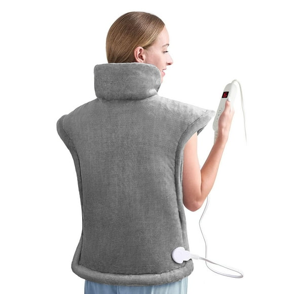 ALLJOY Large Heating Pad, 24"x33" Electric Heated Pad for Neck Shoulders, Fast-Heating with 6 Settings, Auto Shut-off, Machine Washable, ETL (Grey)