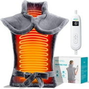 ALLJOY 24"x33" Shoulder Heating Pad for Back Pain Relief, Fast-Heating, Electric Large Heated Pad for Neck & Wrap with 6 Settings, Auto Shut-Off, the Best Gift for People You Love, Grey