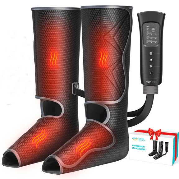 ALLJOY Leg Compression Boots Massager for Circulation and Pain Relief ,Leg Air Compression Foot and Calf Massager with Heat, Leg Stimulation Blood Circulation