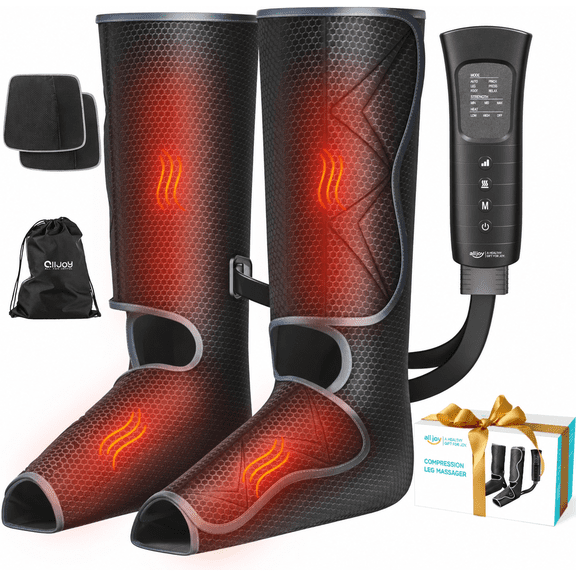 ALLJOY Leg Compression Boots Massager for Circulation and Pain Relief, Leg Air Compression Foot and Calf Massager with Heat