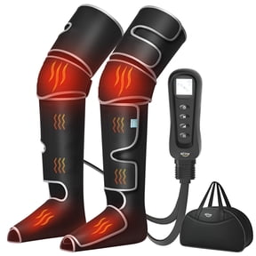 ALLJOY Leg Compression Massager for Circulation,Vericose Veins,Muscle Fatigue,Cramps,2 Heat Levels Foot/Knee Massager,6 Modes with Memory Function Controller, Full Leg Massager, Gift for Mom and Dad
