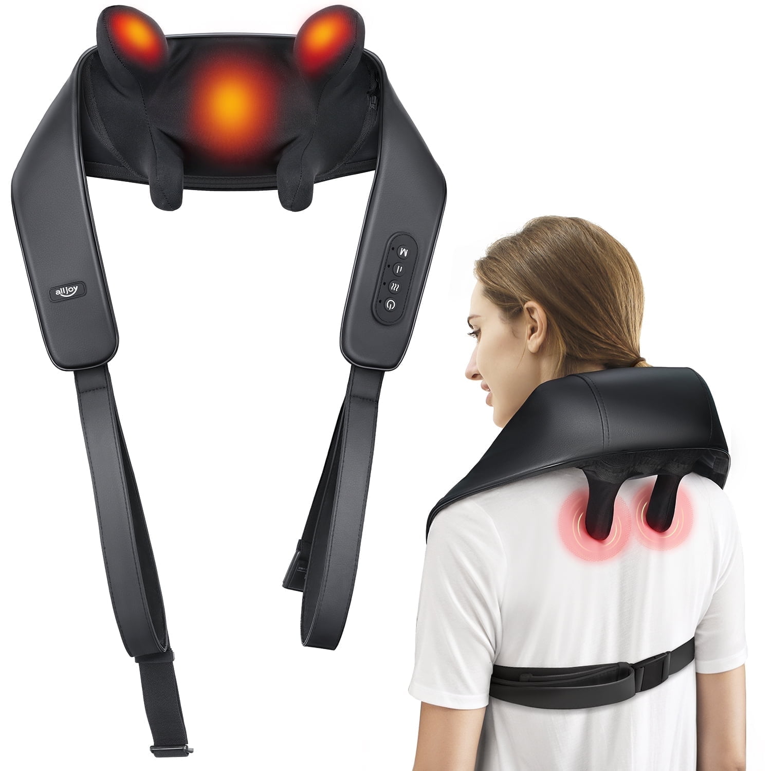 ALLJOY Neck and Shoulder Massager with Heat, Cordless Shiatsu 4D Deep ...