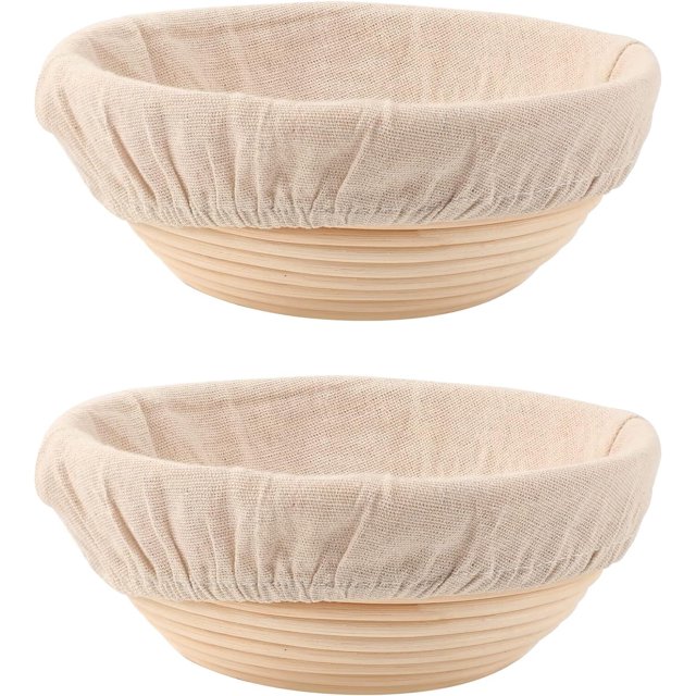 ALLJOY Round Bread Dough Proofing Rising Rattan Baskets(Set of 2, 9