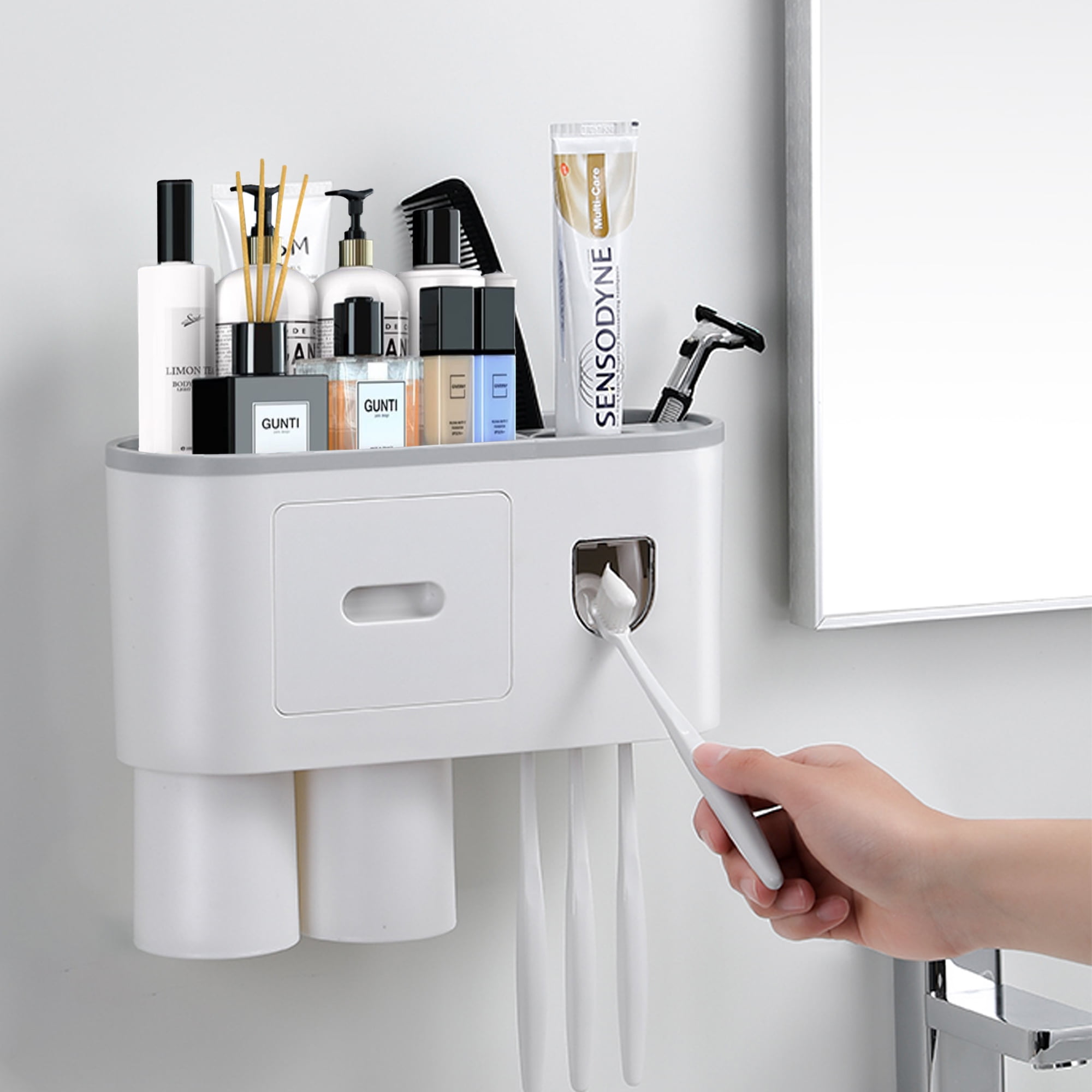 ALLJOY Toothbrush Holder For Bathrooms,Toothbrush Holders Wall Mounted