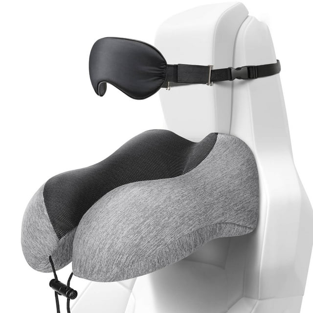 ALLJOY Travel Neck Pillow for Sleeping,100 Pure Memory Foam Travel Pillow with Eye Masks