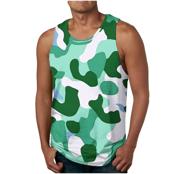ALLLIST Big And Tall Men's Tank Tops Summer Cotton Hawaiian Pullover Purple Breathable Undershirts for Men Size S-2XL