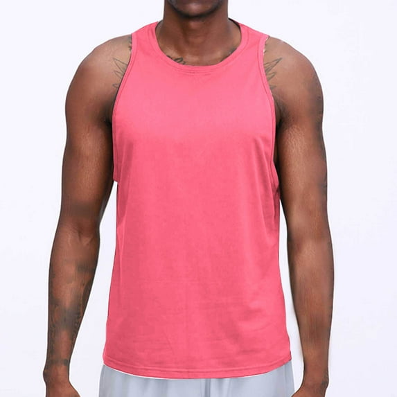 ALLLIST Big And Tall Men's Tank Tops Workout Gym Pullover Plain Pink Stretch Casual Activewear for Men Size S-3XL