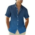 thumbnail image 1 of ALLLIST Big And Tall Shirts for Men Casual Short Sleeve Collared Button Down Shirts Blue Gradient Clothing for Men, 1 of 5