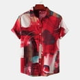 thumbnail image 1 of ALLLIST Big And Tall Shirts for Men Hawaiian Short Sleeve Collared Button Down Shirts Casual Red Clothes for Men, 1 of 9