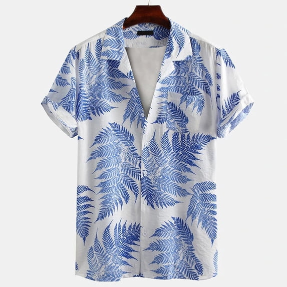 ALLLIST Big And Tall Shirts for Men Short Sleeve Collared Casual Button Down Shirts White Graphic Clothes for Men