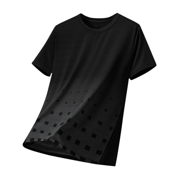 ALLLIST Round Neck Men's T-Shirts Black Big And Tall Classic T-Shirt Gradient Short Sleeve Pullover Mens Shirts