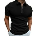 thumbnail image 1 of ALLLIST Black Tops Short Sleeve Collared Solid Breathable T-Shirts Quarter Zip Casual Tshirts Shirts for Men, 1 of 5