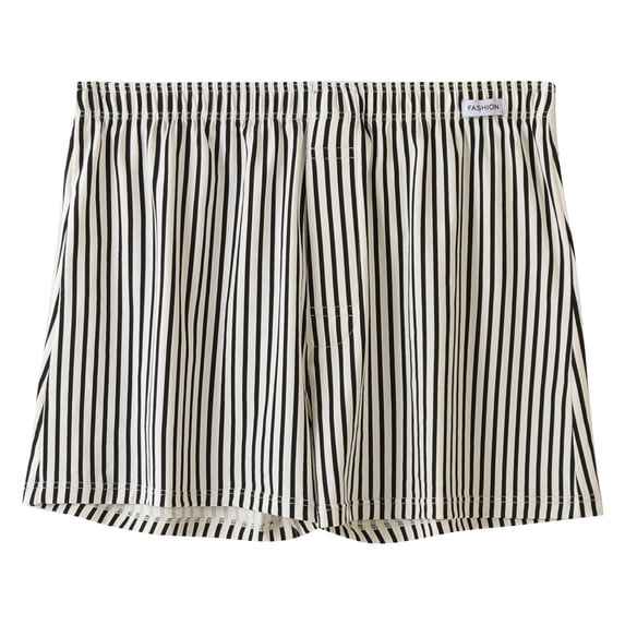 ALLLIST Black Walk Short for Man Straight-Leg Striped Mid Short Elastic Comfy Pull On Jam Sleep Cotton and Linen (Reg. Or Big & Tall)