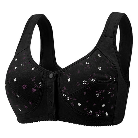 ALLLIST Black Women Bras No Wire Front Closure Sleep Floral Breathable T Shirt Womens Lingerie Size L-5XL