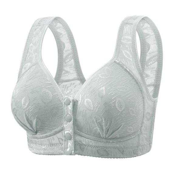 ALLLIST Blue Women's Bras Front Closure No Underwire Sleep Embroidery Seamless Bralette Lingerie for Women Size 36-44