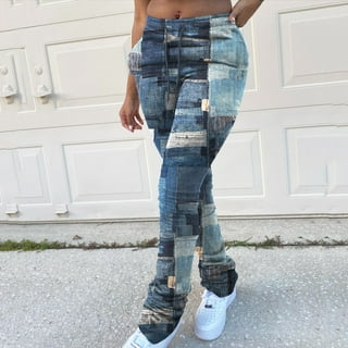 ★LALAFOX★DOUBLE COLOR BLOCK DENIM PANTS Color Block Jeans