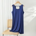 thumbnail image 1 of ALLLIST Blue Womens Pajamas Sets Clearance with Chest Pad Solid Soft V-Neck Modal Sleeveless Sleepwear Tops Lounge Dress for Women, 1 of 3