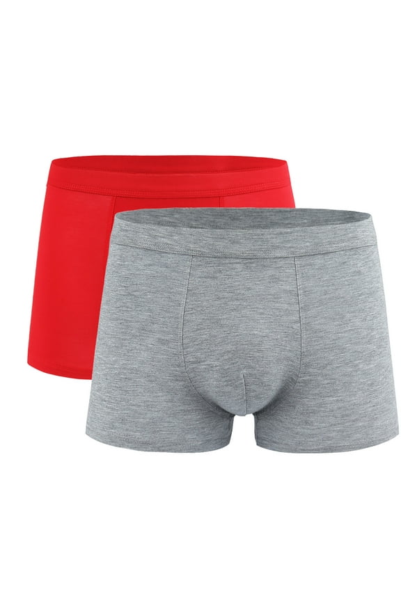 Boxer Briefs for Men Stretch Underwear Plain Soft High Cut Mens Briefs Pack-2 ,L-4XL