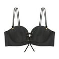 thumbnail image 1 of ALLLIST Bras for Women Black Padded No Underwire Bralette Striped Lifting Tie-Front Ladies Bras Size S-XL, 1 of 4