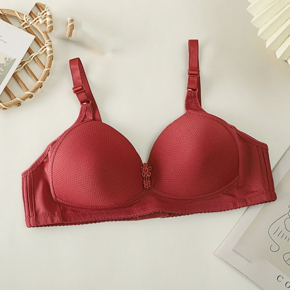 ALLLIST Bras for Women No Wire Push up Red Plunge Plian Comfort T-Shirt Bras for Women Size 38