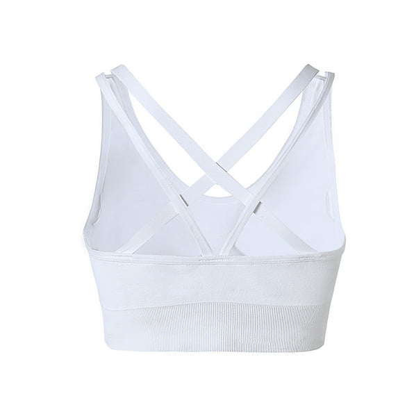 ALLLIST Bras for Women Plus Size High Impact Removable Cup Sports White Plian Comfort Workout Crop Top Women's Lingerie Size 2XL