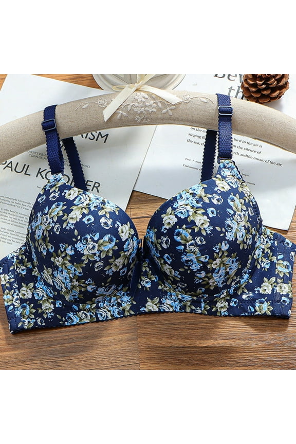 Bras for Women Push up Wireless Plus Size Plunge Floral Blue Balconette Women Bras Size 42