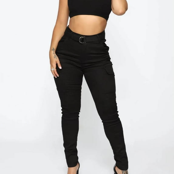 ALLLIST Casual Women's Pants Cargo Pants Plain Black Slim Lounge Ladie Pants