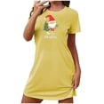 thumbnail image 1 of ALLLIST Christmas Women Nightgowns Short Sleeve Sleepwear Yellow Casual Round Neck Sleep Dresses Pajamas for Ladies, 1 of 2