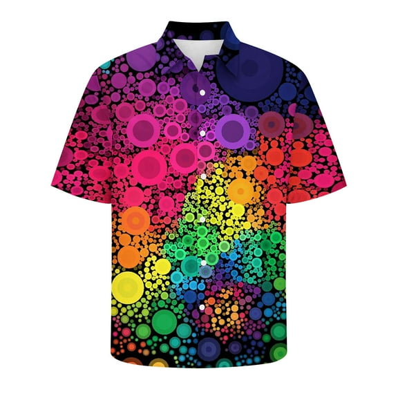 ALLLIST Collared Men Shirts Casual Short Sleeve Big And Tall Button Down Shirts Polka Dot Mens Clothes