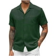 thumbnail image 1 of ALLLIST Collared Men Shirts Short Sleeve with Pockets Button Down Shirts Plain Green Casual Mens Clothes, 1 of 5