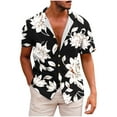 thumbnail image 1 of ALLLIST Collared Men's Shirts Short Sleeve Casual Button Down Shirts Floral Black Men's Clothes, 1 of 5