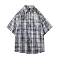 thumbnail image 1 of ALLLIST Collared Men's Shirts Short Sleeve Casual Button Down Shirts Plaid Black Mens Clothing, 1 of 7