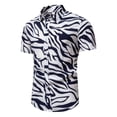 thumbnail image 1 of ALLLIST Collared Mens Shirts Casual Short Sleeve Button Down Shirts Blue Striped Mens Clothing, 1 of 8