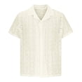 thumbnail image 1 of ALLLIST Collared Mens Shirts Short Sleeve Beige Button Down Shirts Cutout Breathable Plain Men's Clothes, 1 of 5