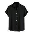 thumbnail image 1 of ALLLIST Collared Mens Shirts Short Sleeve Casual Button Down Shirts Solid Black Clothing for Men, 1 of 6