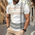 thumbnail image 1 of ALLLIST Collared Mens Spring Tops White Short Sleeve Striped Button T-Shirts Relaxed Fit Printed Polo T Shirts for Men, 1 of 6