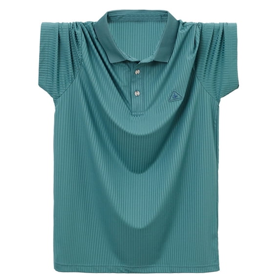 ALLLIST Collared Mens Tops Casual Blue Short Sleeve Solid Pullover T-Shirts Cooling Ice Silk Button Mens Dress Shirts