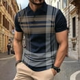 thumbnail image 1 of ALLLIST Collared Mens Tops Casual Short Sleeve Blue Striped Printed Relaxed Fit T-Shirts Button Mens Polo Shirts, 1 of 6