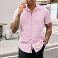 thumbnail image 1 of ALLLIST Collared Shirts for Men Big And Tall with Pockets Short Sleeve Button Down Shirts Pink Casual Solid Mens Clothes, 1 of 9