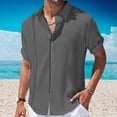 thumbnail image 1 of ALLLIST Collared Spring Tops Gray Short Sleeve Solid T-Shirts Pullover Button with Pocket Polo T Shirts for Men, 1 of 5