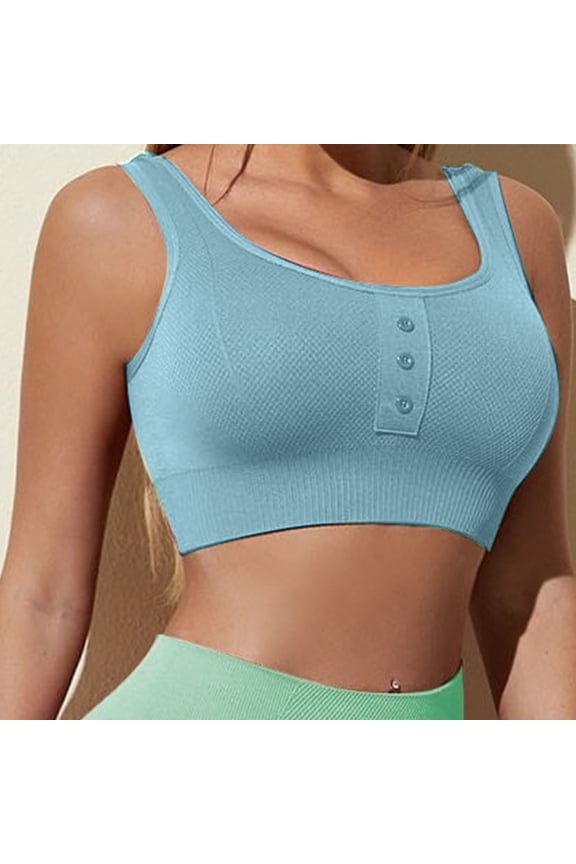 Compression Women Sports Bras Blue High Support Crop-Top Solid Breathable Ladie's Sports Bras Size S-L