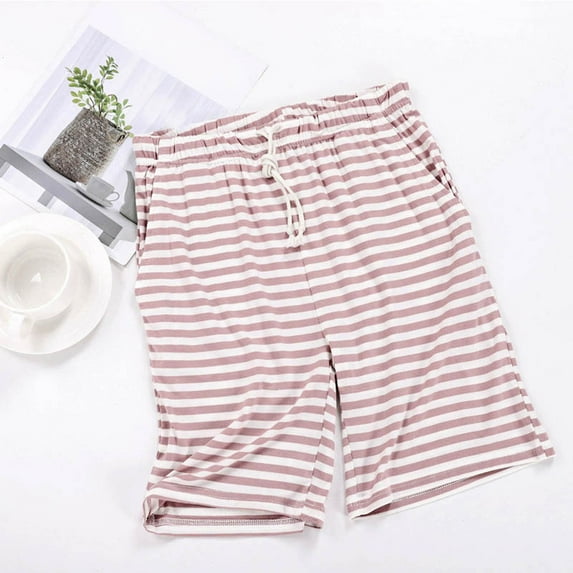 ALLLIST Cotton Ladies Pajamas Shorts Bottoms Casual Striped Pink Home Clothes Women Loungewear