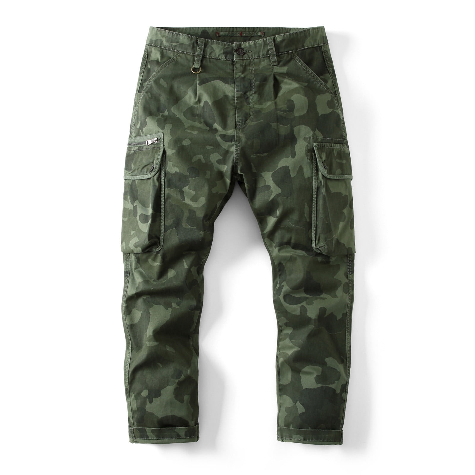 ALLLIST Cotton Men Pants with Pockets Cargo Pants Solid Green Casual ...