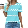 thumbnail image 1 of ALLLIST Crew Neck Cute Summer Tops for Women Blue Striped Short Sleeve T-Shirts Spring Blouse, 1 of 4